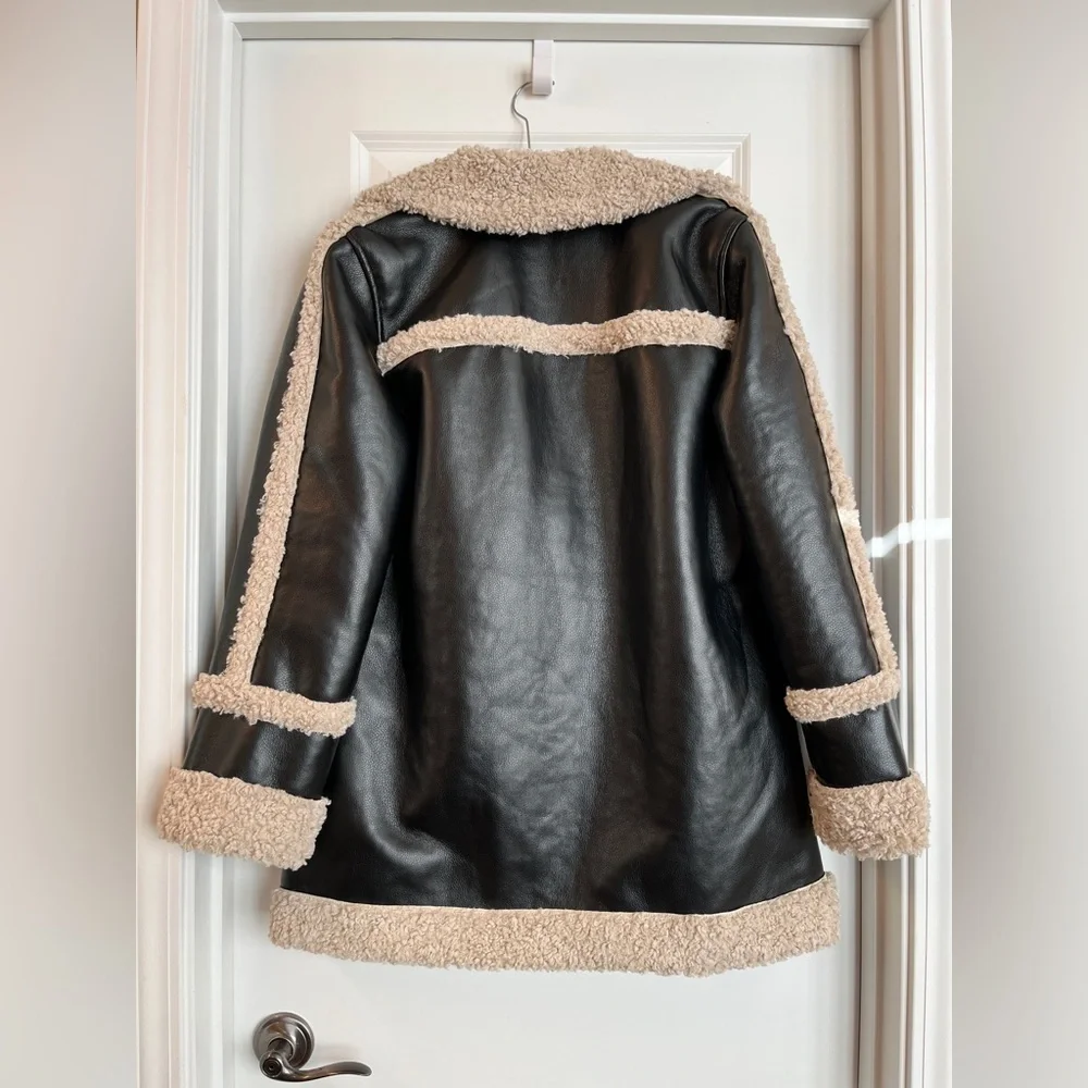 NWT 7 For All Mankind Faux Sherpa Faux Leather Jacket - Picture 7 of 10